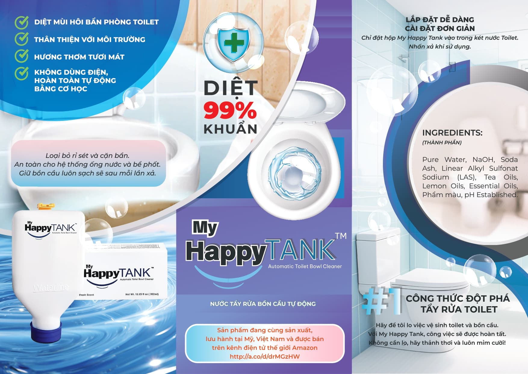 Nước tẩy rửa bồn cầu tự động My Happy Tank 3