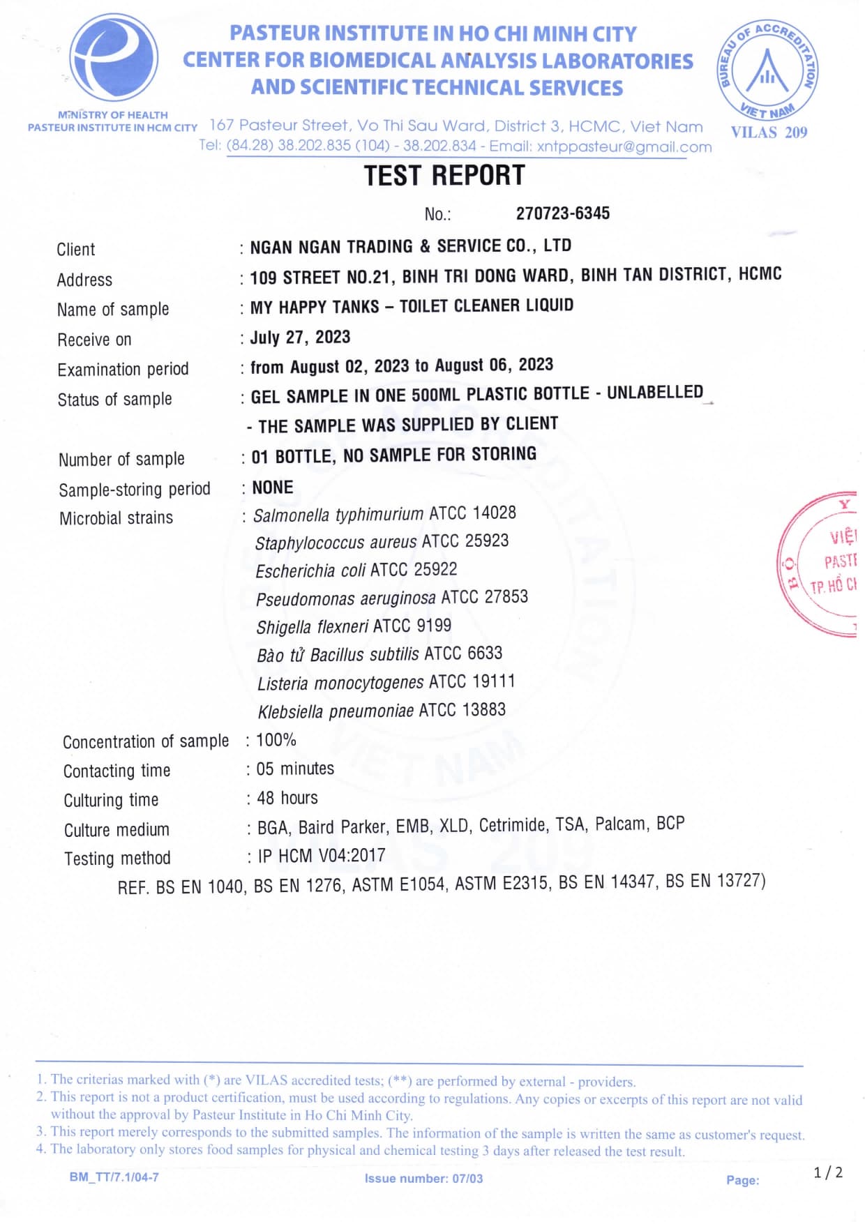 Nước tẩy rửa bồn cầu tự động My Happy Tank certificate 1